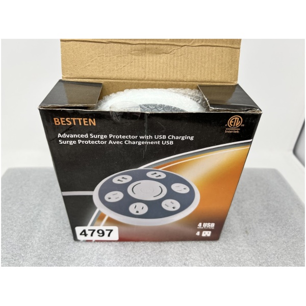 BESTTEN 1800J Surge Protector, 4 Outlet Power Strip with 4 USB Charging Ports (4.2A Totally)