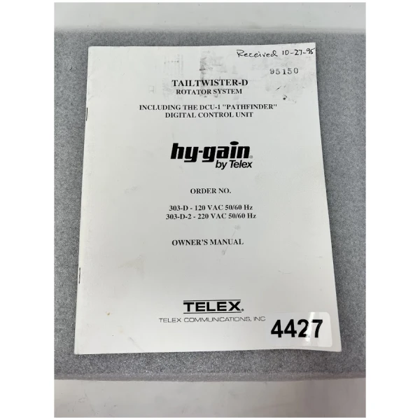 HY-GAIN Tailtwister-D Rotator System Owners Manual