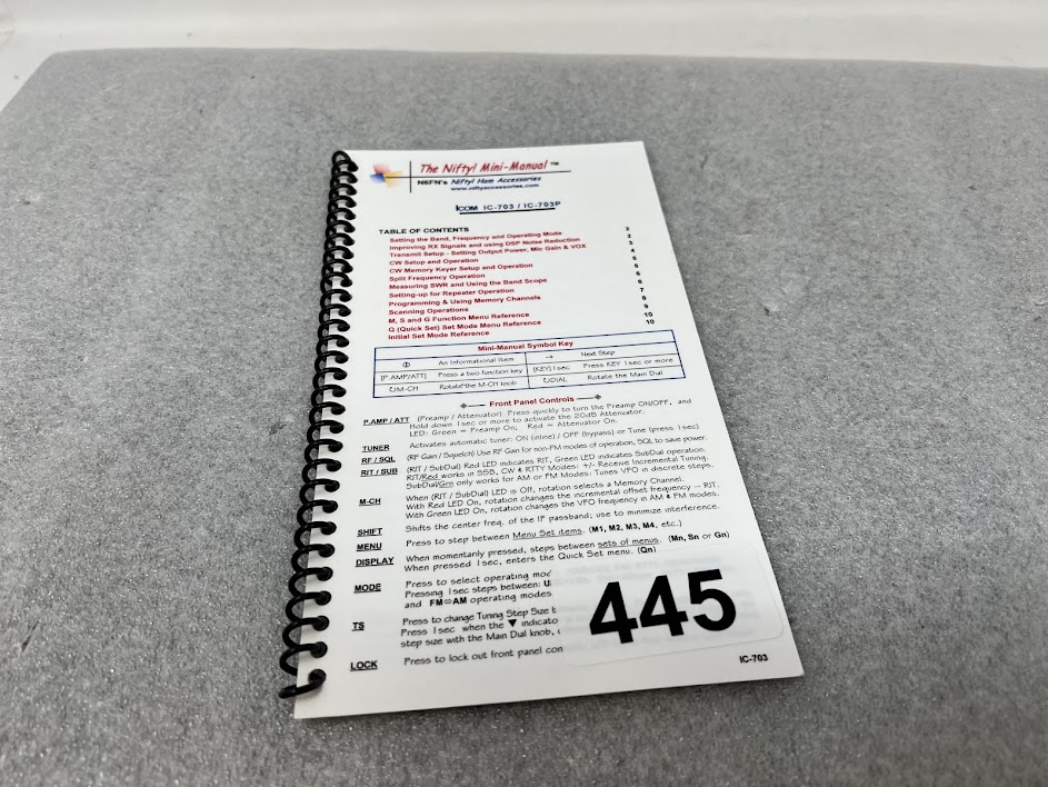 The Nifty Mini-Manual ICOM IC-703 / IC-703P