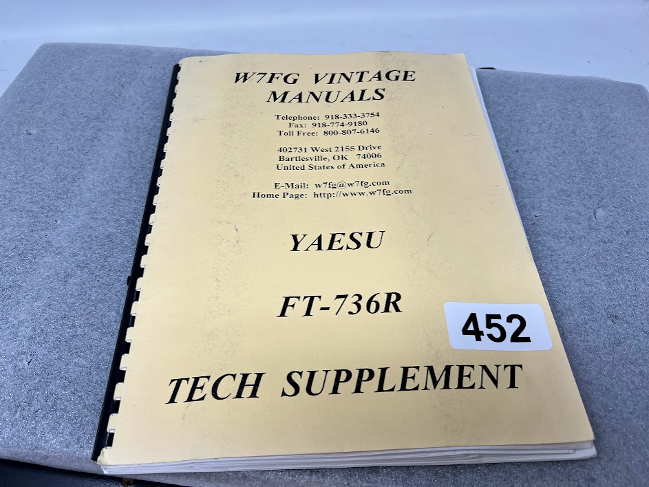W7FG Vintage Manual for Yaesu FT-736R Tech Supplement
