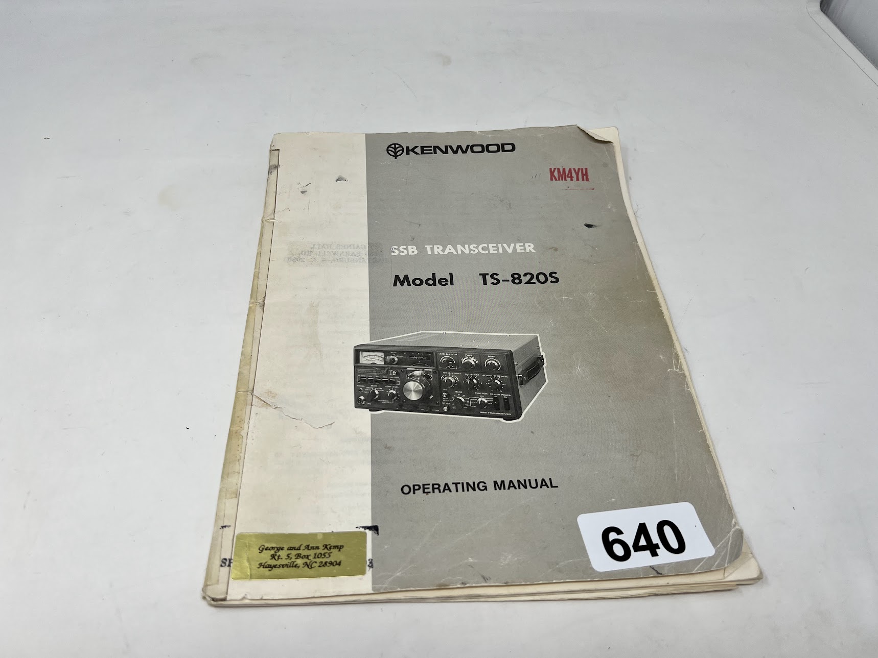 KENWOOD TS-820S SSB TRANSCEIVER Operating Manual