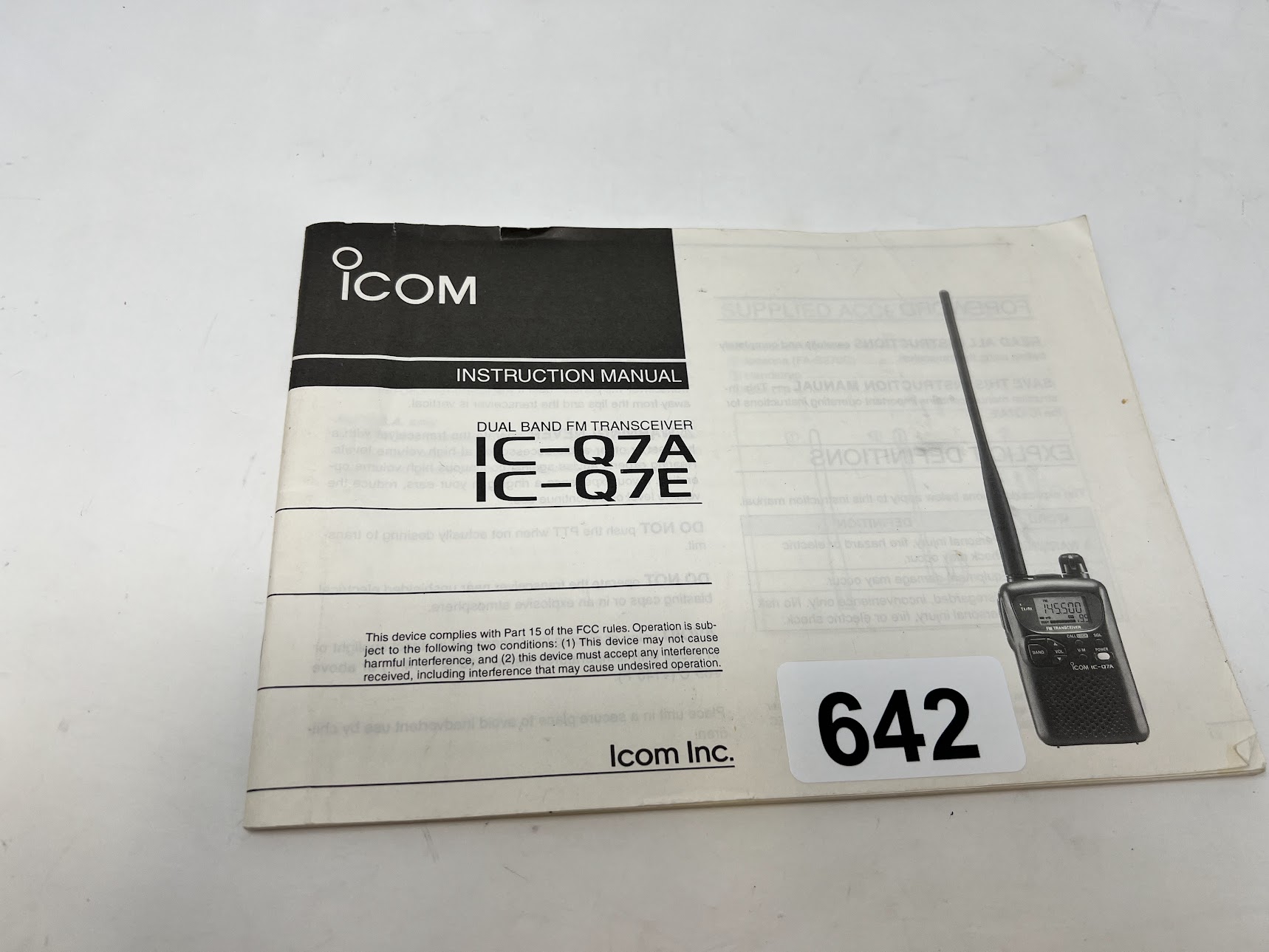 ICOM IC-Q7A , IC-Q7E Instruction Manual