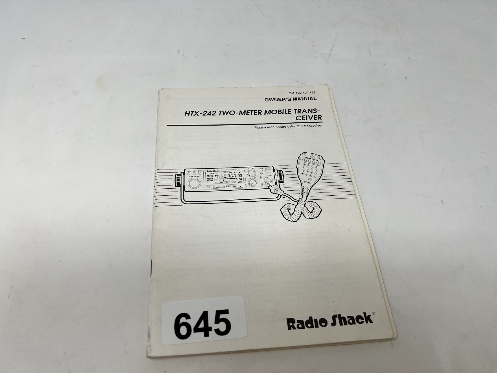 RadioShack HTX-242 Two-Meter Mobile Transceiver - Owners Manual