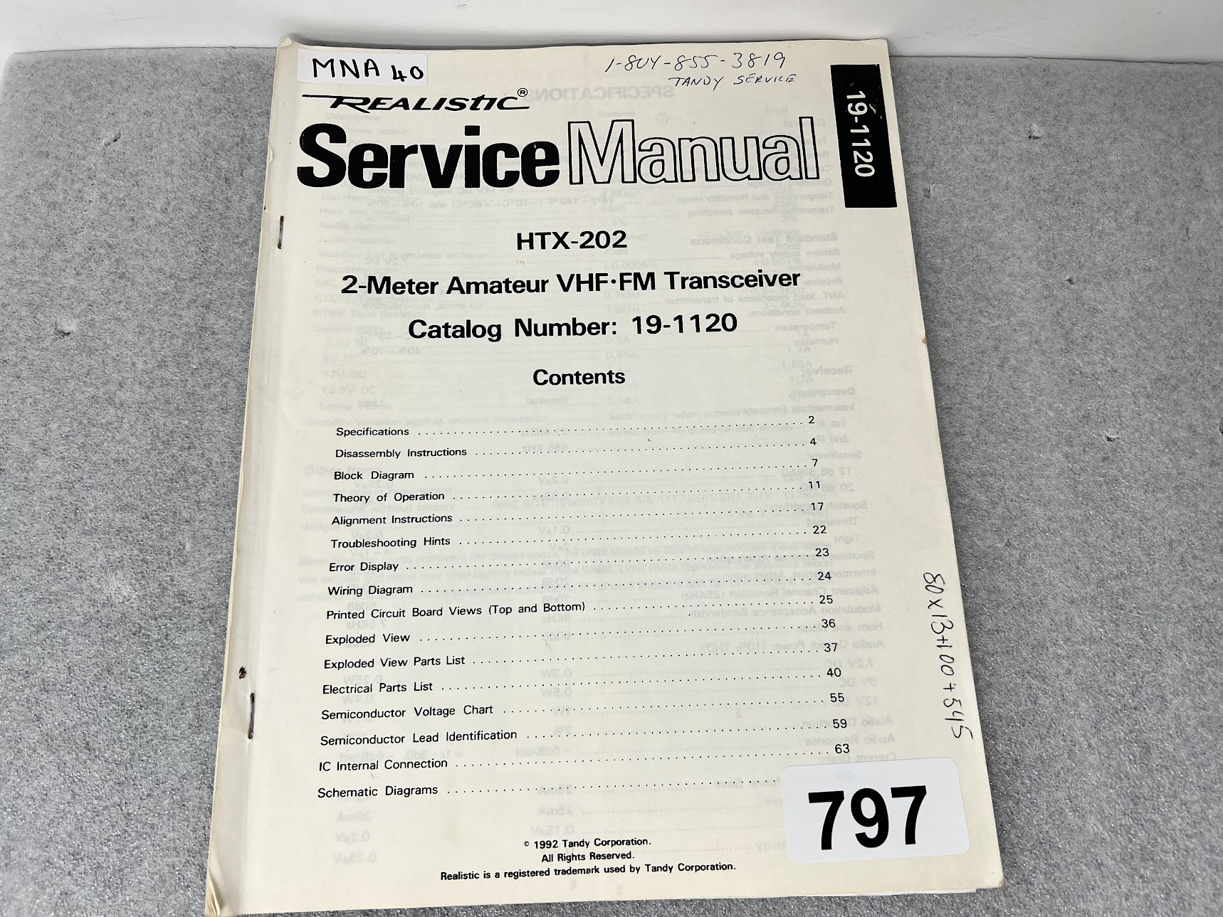 Realistic Service Manual for HTX-202