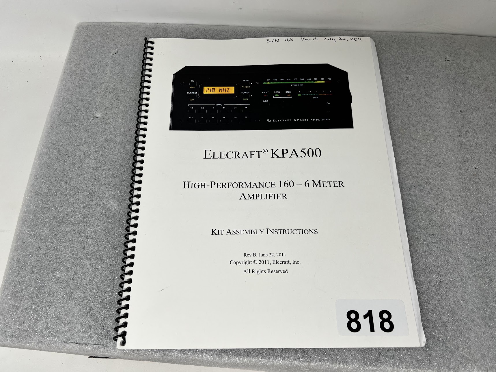 Elecraft KPA500 High-Performance 160-6 Meter Amplifier Kit Assembly Instructions