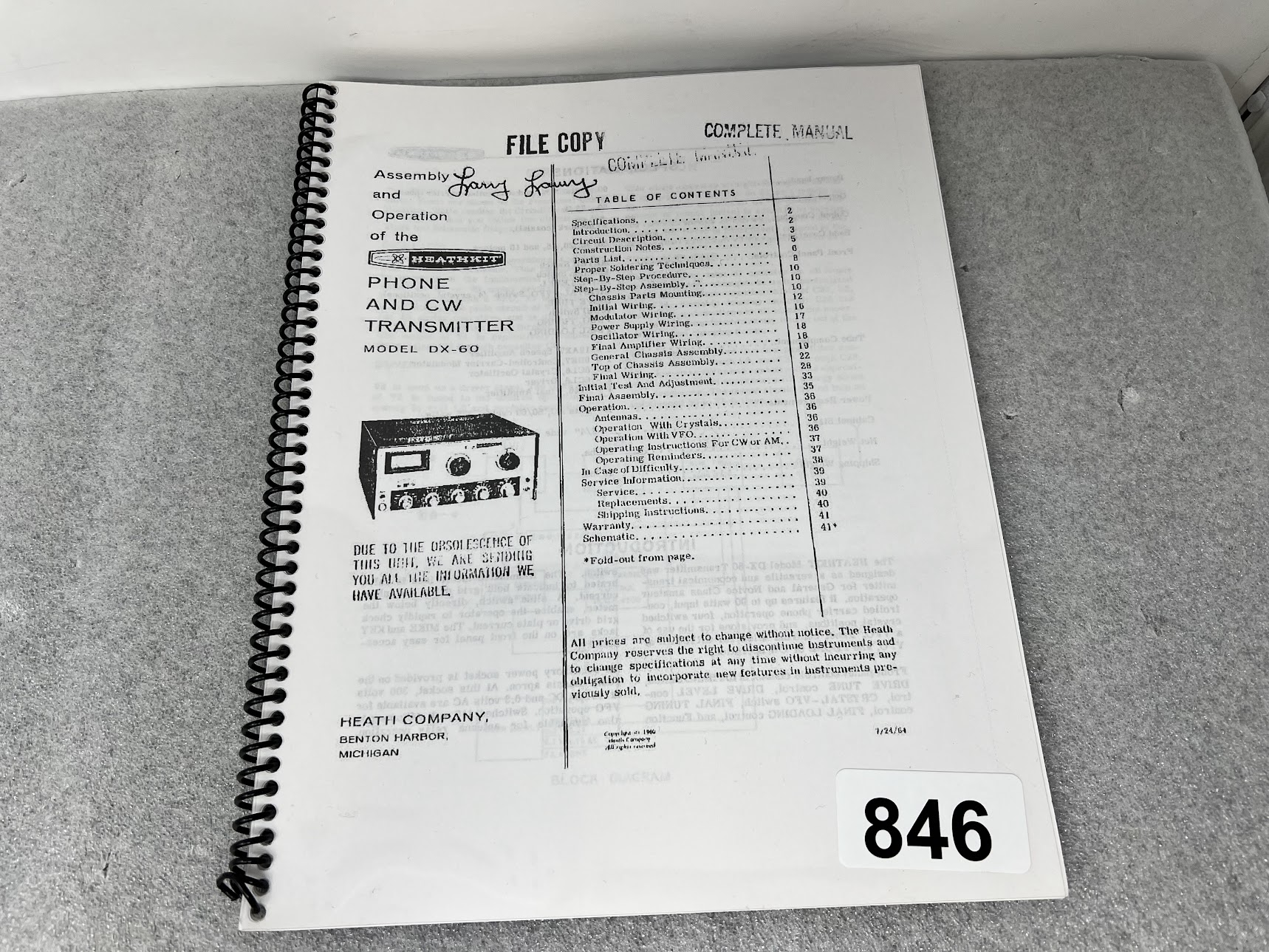HEATHKIT Complete Manual for DX-60 Phone & CW Transmitter