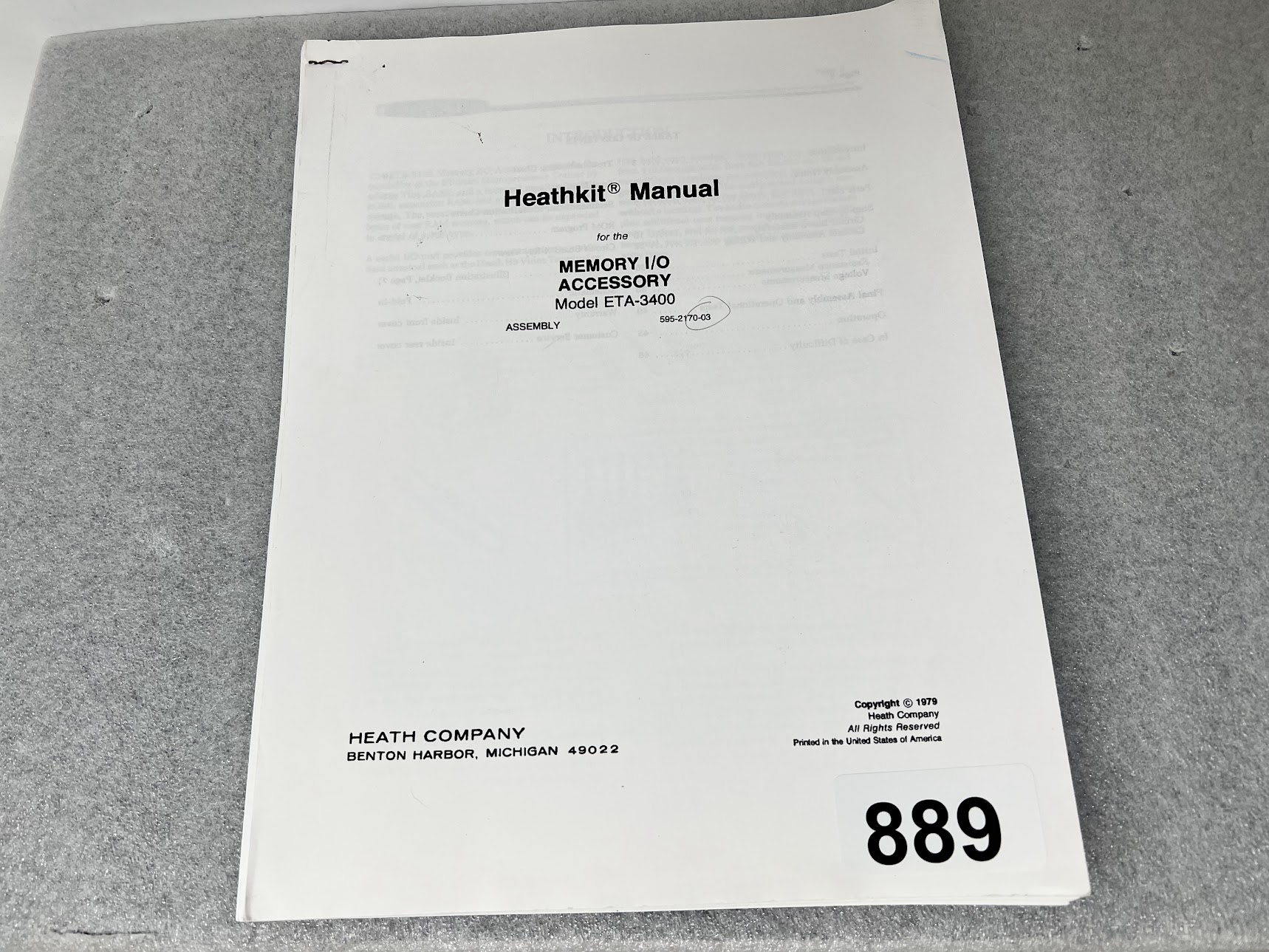 Heathkit Manual for Memory I/O Accessory ETA-3400