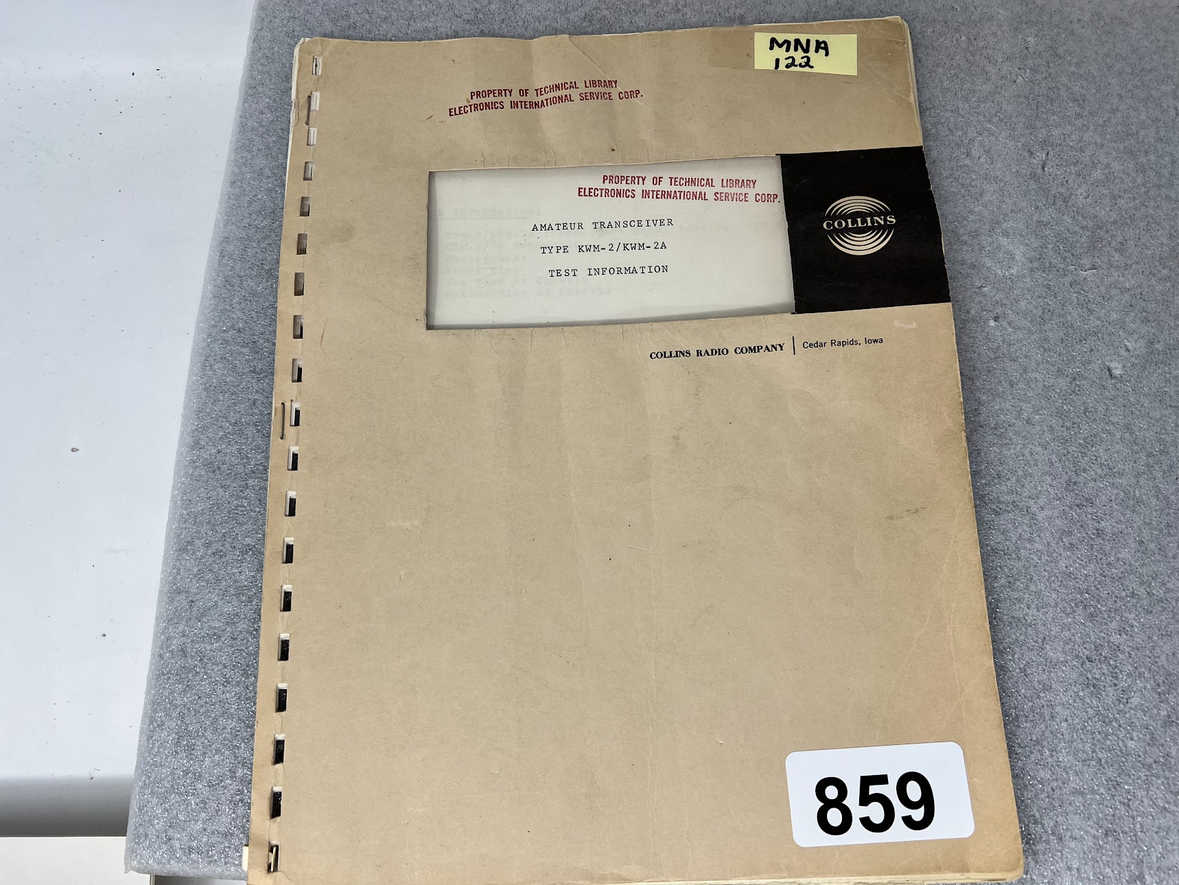 COLLINS Test Information for KWM-2/KWM-2A