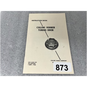 Collins Vernier Tuning Knob Instruction Book