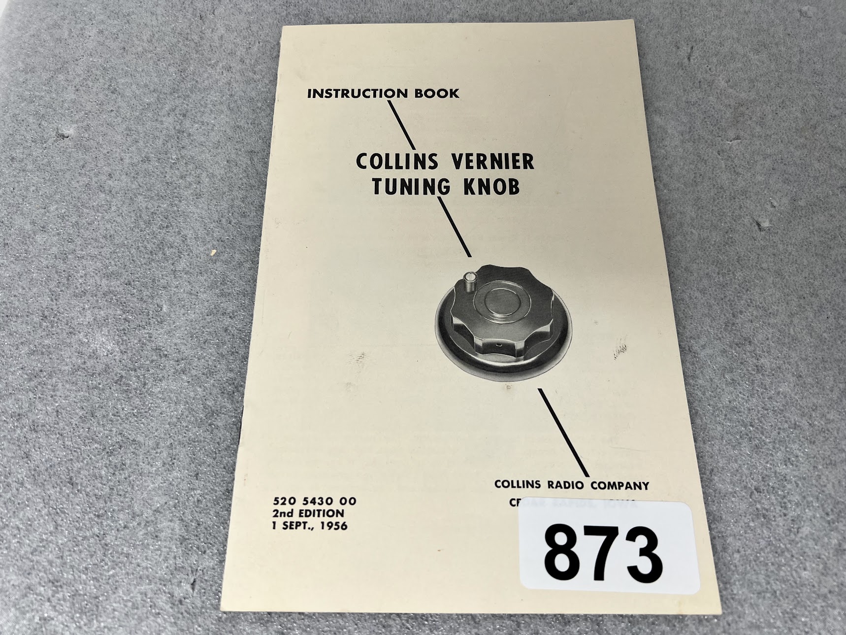 Collins Vernier Tuning Knob Instruction Book