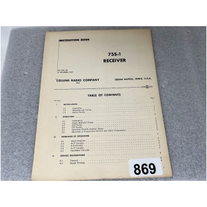 COLLINS 75S-1 Receiver Instruction Book