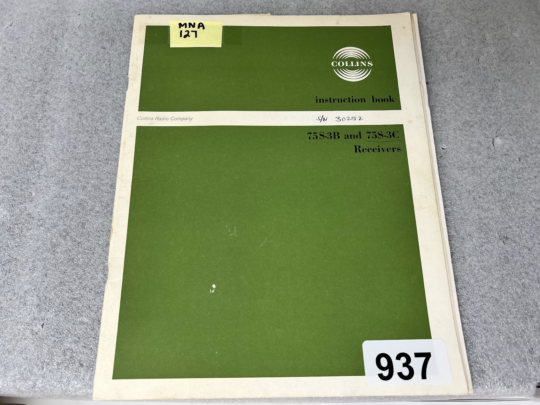 COLLINS Instruction Book for 75S-3B & 75S-3C Receivers