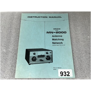 DRAKE Instruction Manual for MN-2000 Antenna Matching Network