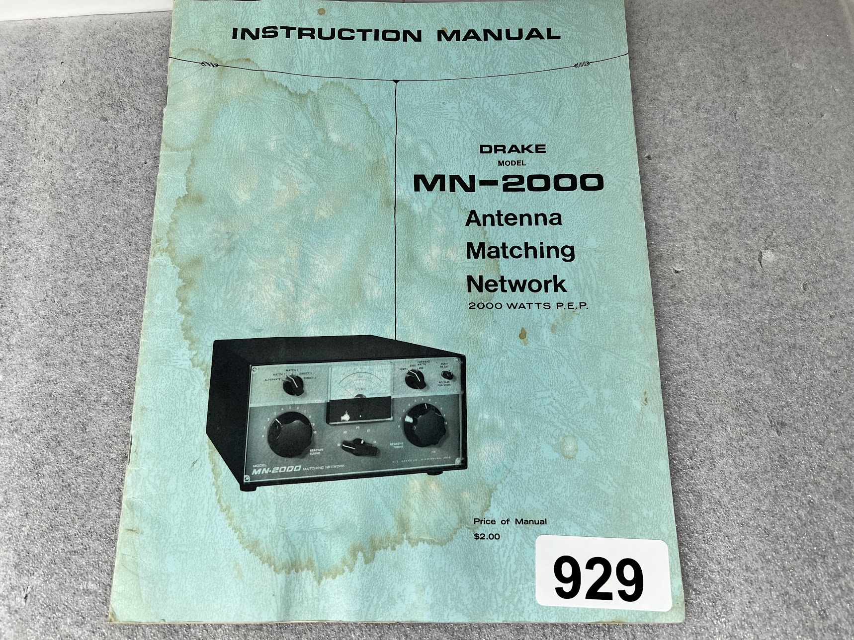 DRAKE Instruction Manual for MN-2000 Antenna Matching Network