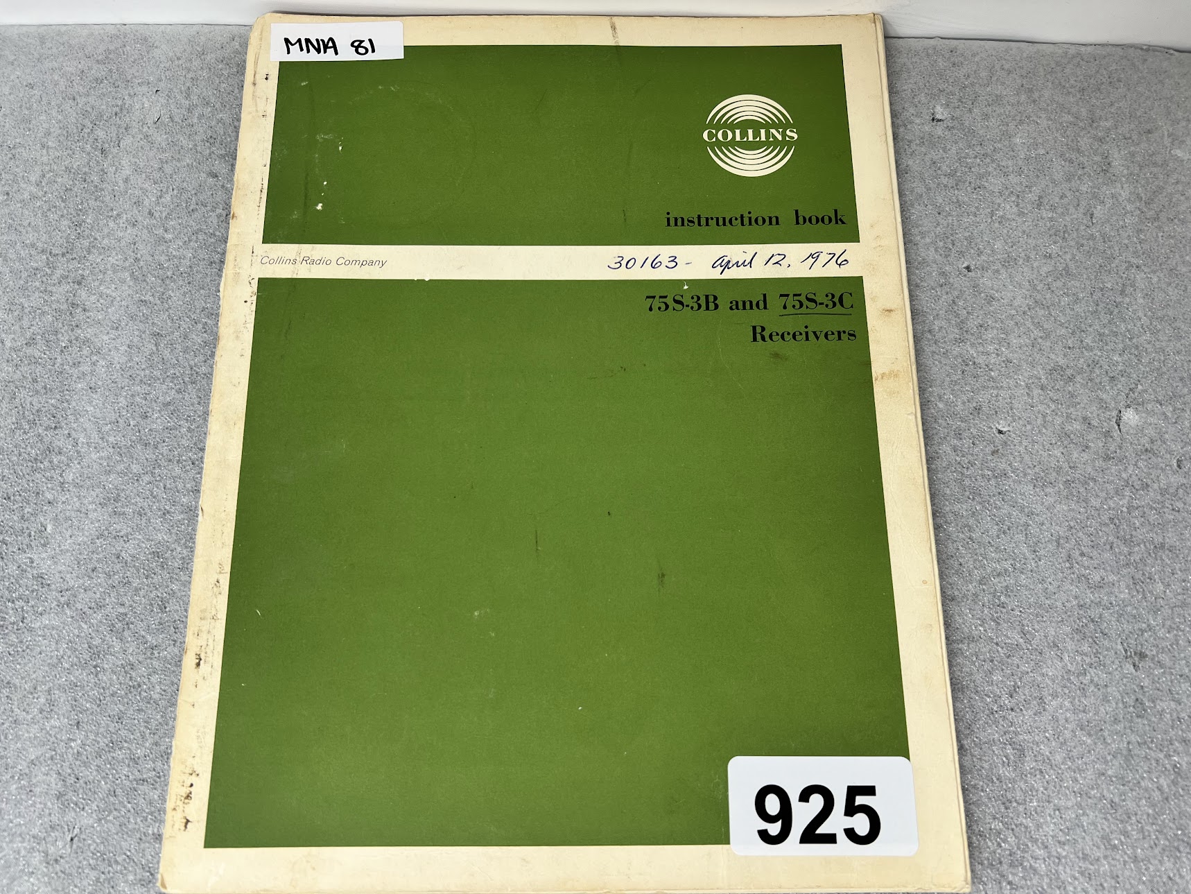 COLLINS Instruction Book for 75S-3B & 75S-3C Receivers
