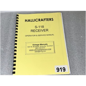 Hallicrafters S-118 Receiver "Operator & Service Manual"