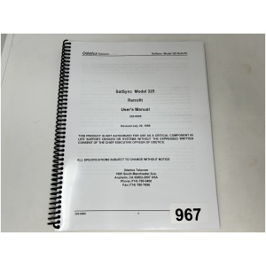 Odetics Telecom SatSync 325 Users Manual
