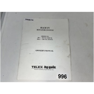 TELEX HY-GAIN Owners Manual for HAM IV Rotator System