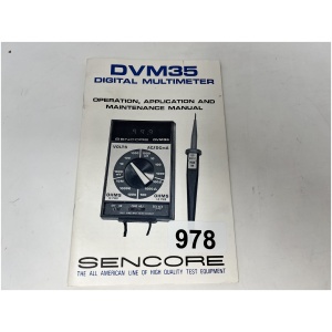 Sencore DVM35 Digital Multimeter Operation, Application and Maintenance Manual