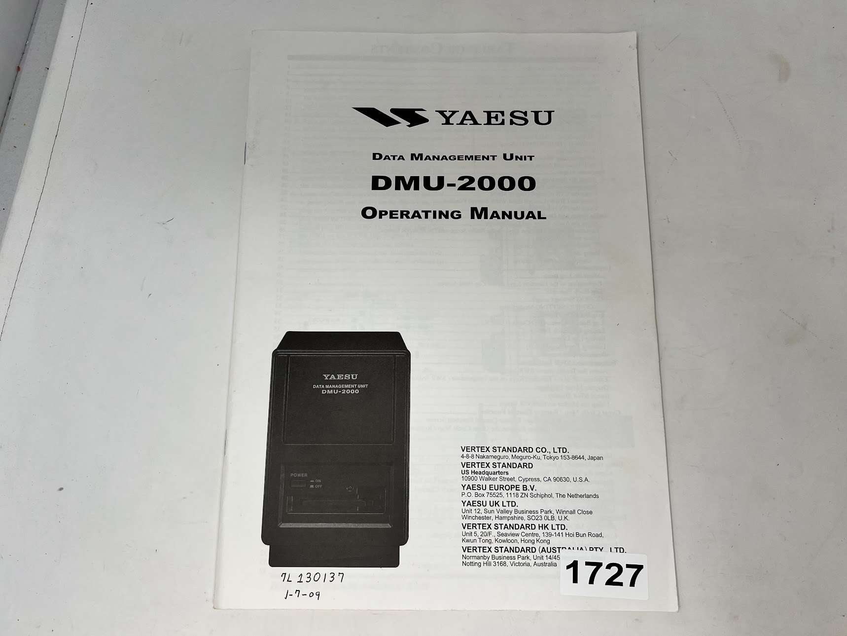YAESU DMU-2000 Data Management Unit Operating Manual