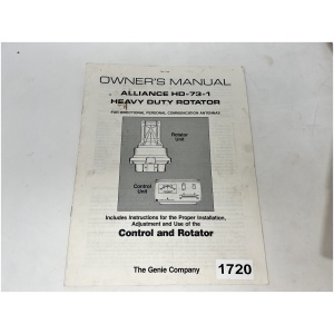 The Genie Company- Owners Manual HD-73-1 Control and Rotator