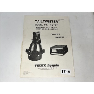 TELEX HY-GAIN Owners Manual for Tailtwister T2X - Rotor