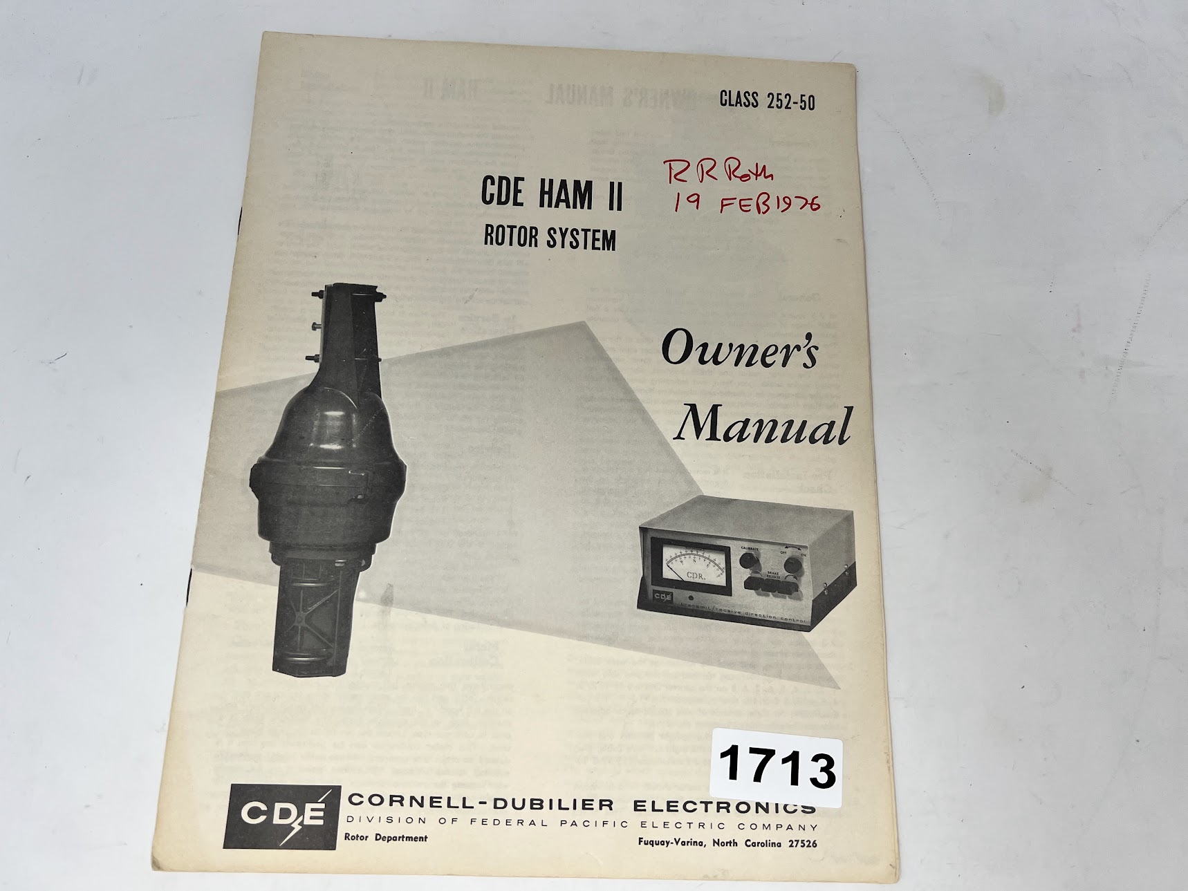 HY-GAIN TELEX CDE HAM II Rotator System : Owners Manual