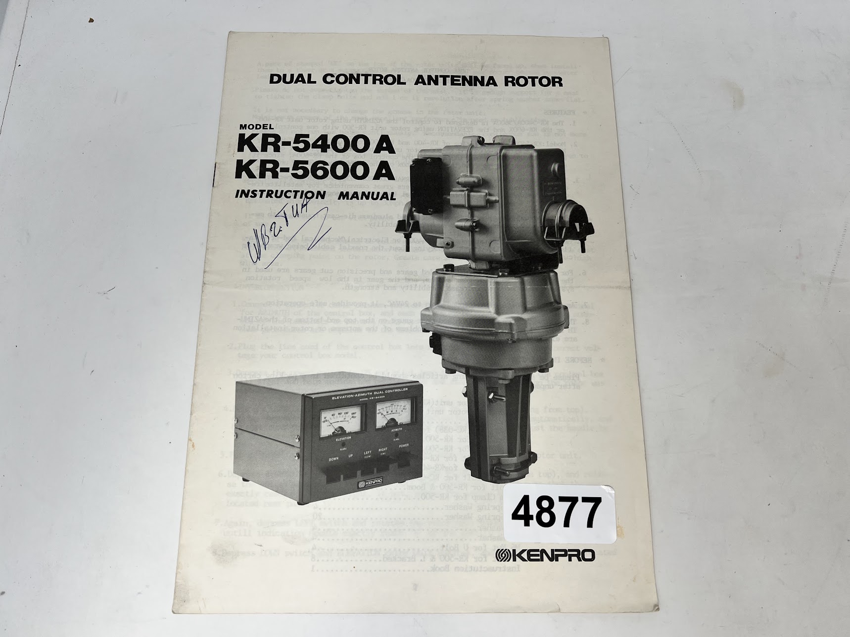 KENPRO KR-5400A Dual Control Antenna Rotor - Instruction Manual