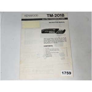 KENWOOD Instruction Manual for TM-201B FM Transceiver