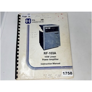 HARRIS RF-103A 1KW Linear Power Amplifier - Instruction Manual
