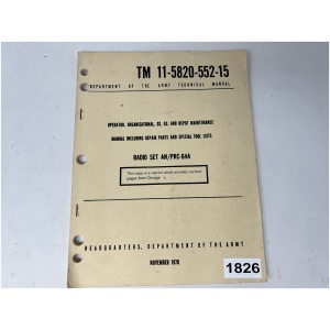 Dept Of Army Manual for TM 11-5820-552-15 Radio Set AN/PRC064A - November 1970