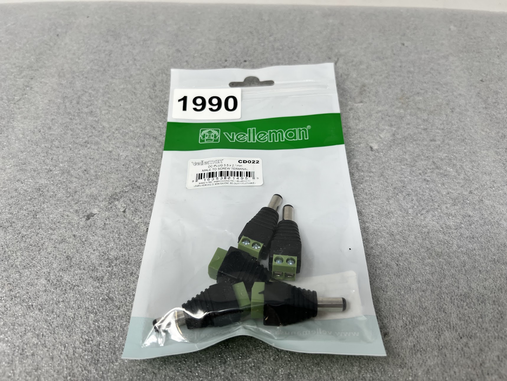 5 Pcs Velleman DC Plug 5.5 X 2.1mm Male to Screw Terminal