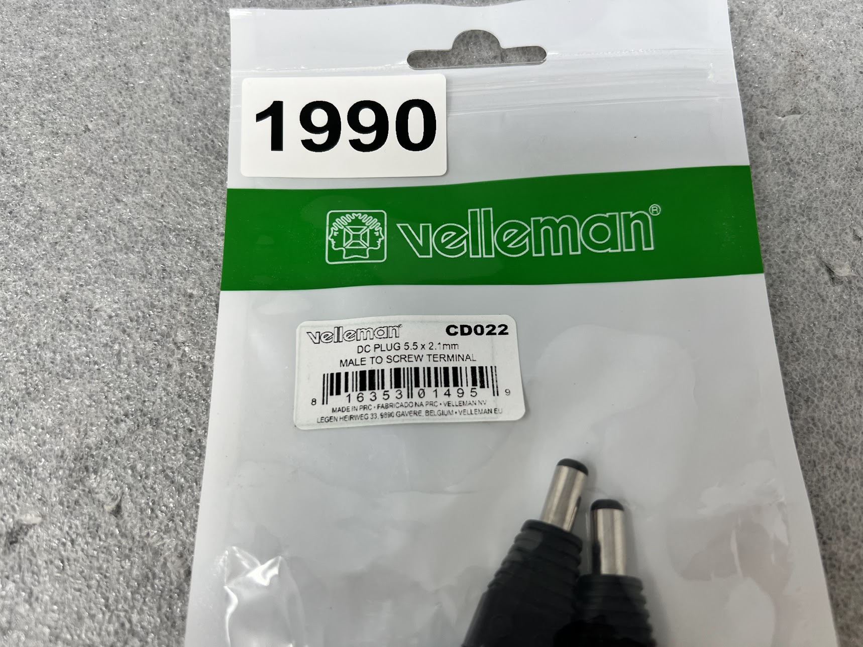 5 Pcs Velleman DC Plug 5.5 X 2.1mm Male to Screw Terminal - Image 2