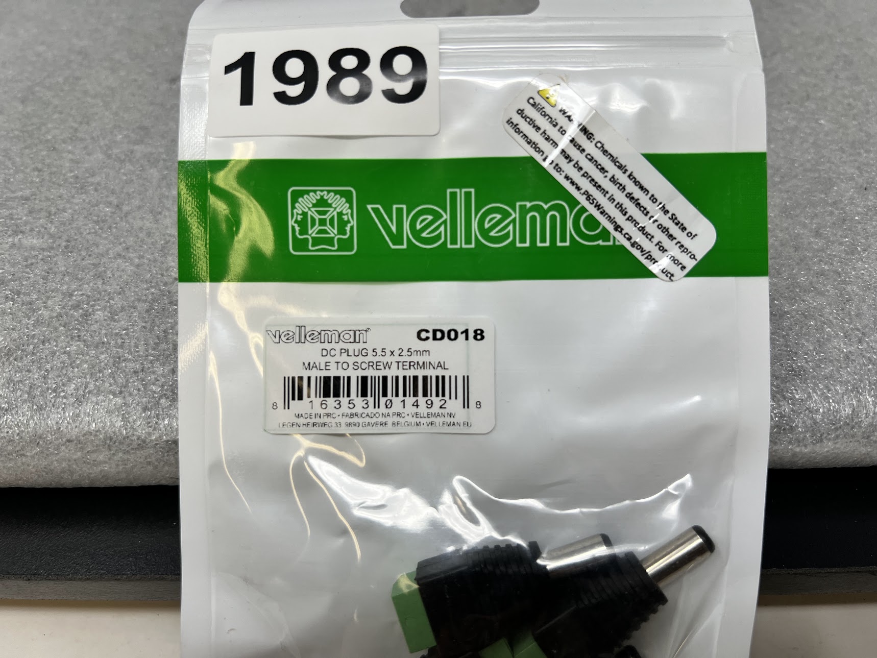 5 Pcs Velleman DC Plug 5.5 X 2.5mm Male to Screw Terminal - Image 2