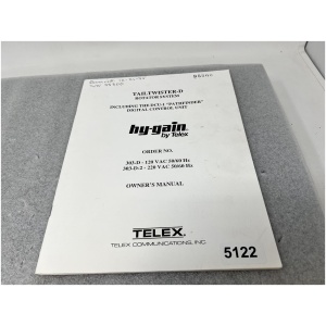 Hy-Gain By Telex Owners Manual for Tailtwister-D Rotator System