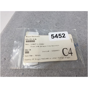 Mouser Electronics Xicon 1/4WATT 1% Metal Film Resistors QTY: 8